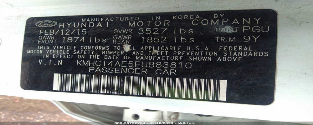 KMHCT4AE5FU883810 2015 HYUNDAI ACCENT photo no. 9