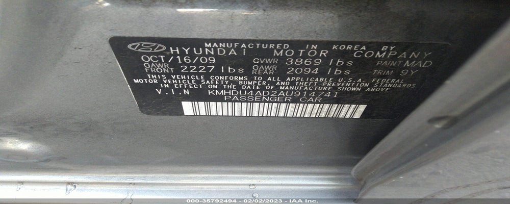 KMHDU4AD2AU914741 2010 HYUNDAI ELANTRA photo no. 9