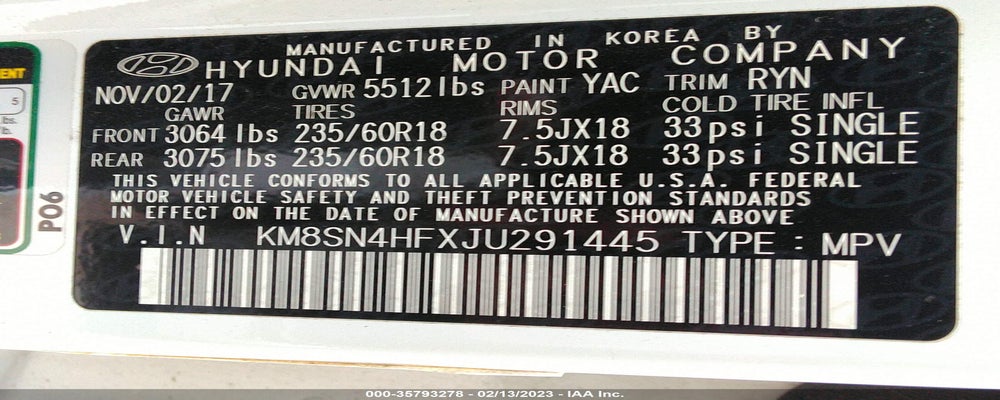 KM8SN4HFXJU291445 2018 HYUNDAI SANTA FE photo no. 9