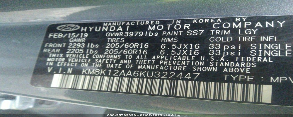 KM8K12AA6KU322447 2019 HYUNDAI KONA photo no. 9
