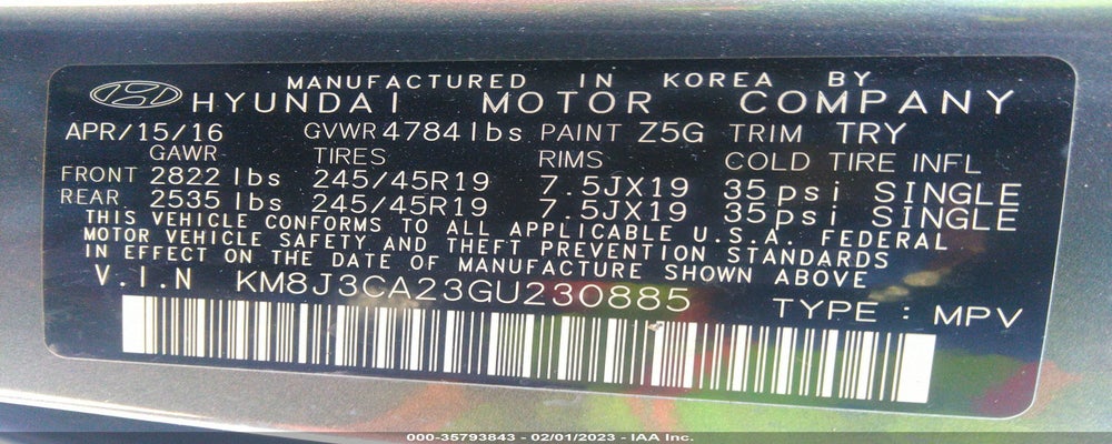KM8J3CA23GU230885 2016 HYUNDAI TUCSON photo no. 9