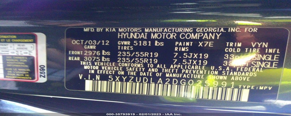 5XYZUDLA2DG025991 2013 HYUNDAI SANTA FE photo no. 9
