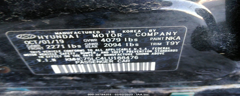 KMHC75LC4LU188476 2020 HYUNDAI IONIQ photo no. 9