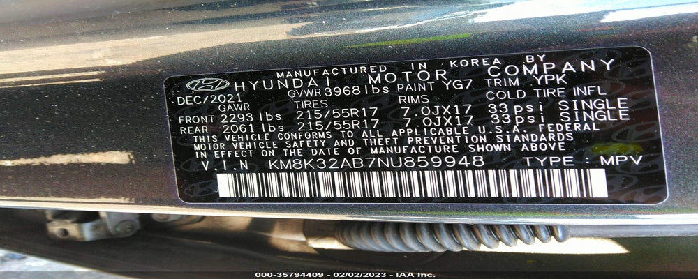 KM8K32AB7NU859948 2022 HYUNDAI KONA photo no. 9
