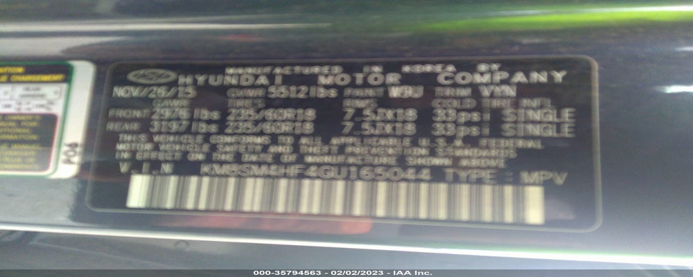 KM8SM4HF4GU165044 2016 HYUNDAI SANTA FE photo no. 9