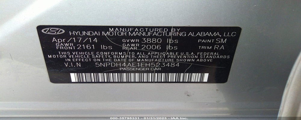 5NPDH4AE1EH523484 2014 HYUNDAI ELANTRA photo no. 9
