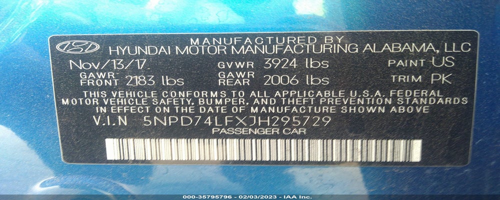 5NPD74LFXJH295729 2018 HYUNDAI ELANTRA photo no. 9