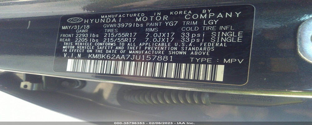 KM8K62AA7JU157881 2018 HYUNDAI KONA photo no. 9