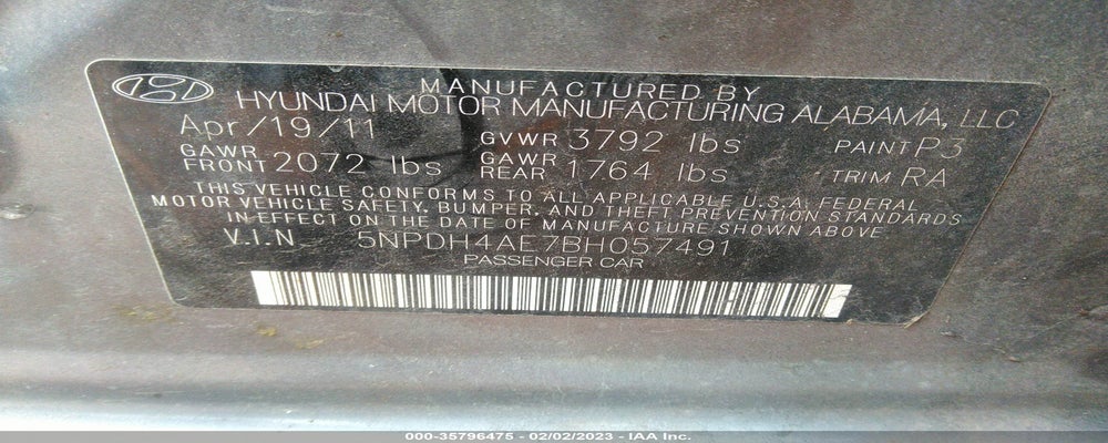 5NPDH4AE7BH057491 2011 HYUNDAI ELANTRA photo no. 9