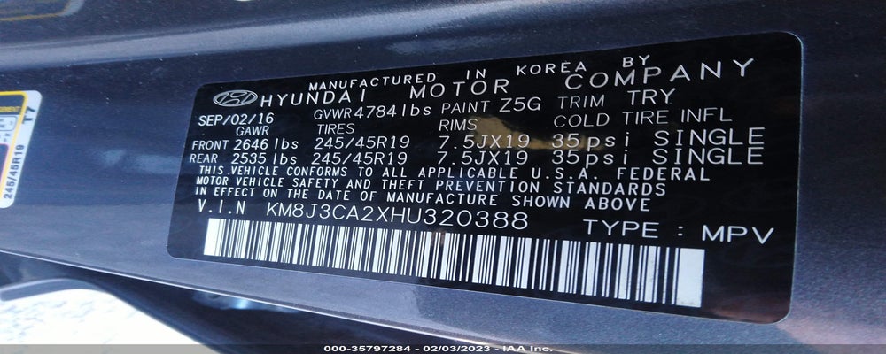 KM8J3CA2XHU320388 2017 HYUNDAI TUCSON photo no. 9