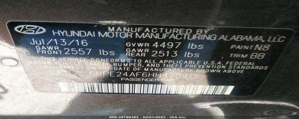5NPE24AF6HH470915 2017 HYUNDAI SONATA photo no. 9