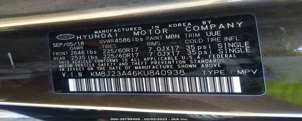 KM8J23A46KU840938 2019 HYUNDAI TUCSON photo no. 9