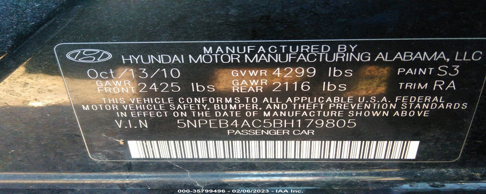5NPEB4AC5BH179805 2011 HYUNDAI SONATA photo no. 9
