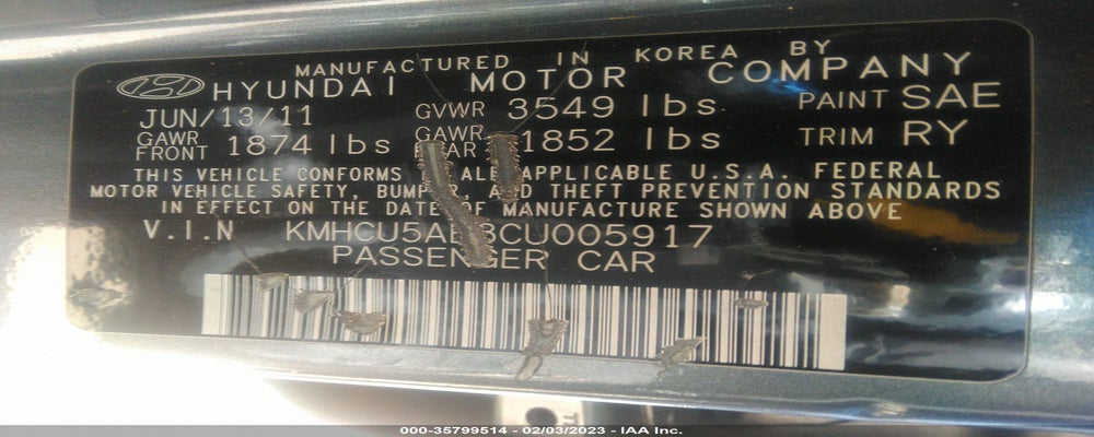 KMHCU5AE8CU005917 2012 HYUNDAI ACCENT photo no. 9