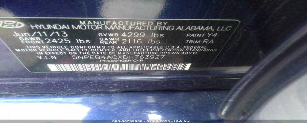 5NPEB4ACXDH763927 2013 HYUNDAI SONATA photo no. 9