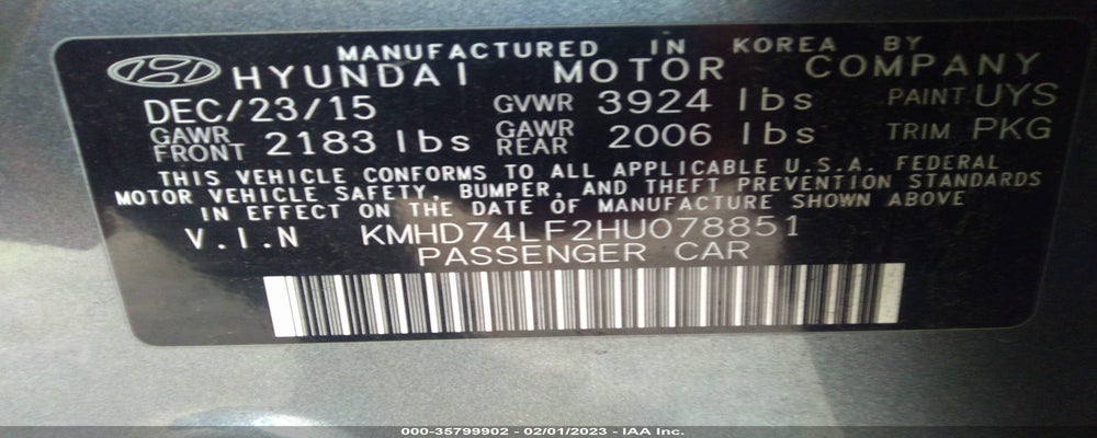 KMHD74LF2HU078851 2017 HYUNDAI ELANTRA photo no. 9