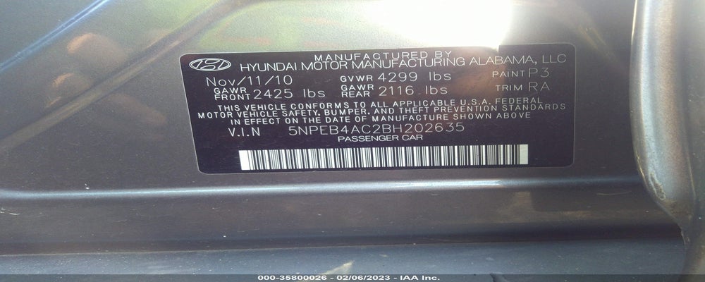 5NPEB4AC2BH202635 2011 HYUNDAI SONATA photo no. 9