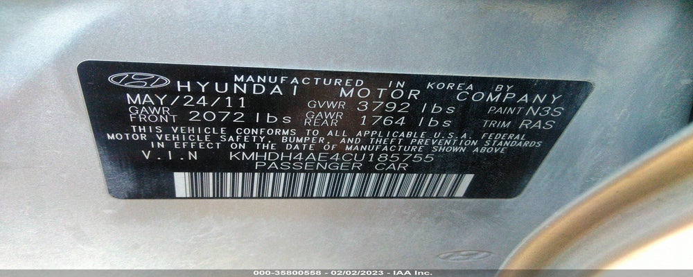 KMHDH4AE4CU185755 2012 HYUNDAI ELANTRA photo no. 9