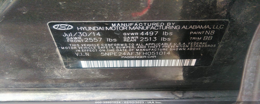 5NPE24AF3FH051014 2015 HYUNDAI SONATA photo no. 9