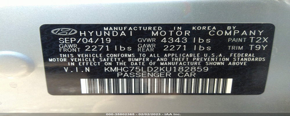 KMHC75LD2KU182859 2019 HYUNDAI IONIQ PLUG-IN HYBRID photo no. 9