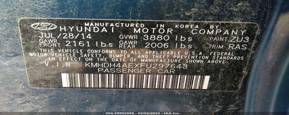 KMHDH4AEXFU297643 2015 HYUNDAI ELANTRA photo no. 9