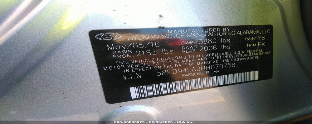 5NPD94LA9HH070758 2017 HYUNDAI ELANTRA photo no. 9