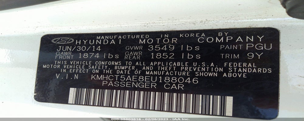KMHCT5AE8EU188046 2014 HYUNDAI ACCENT photo no. 9