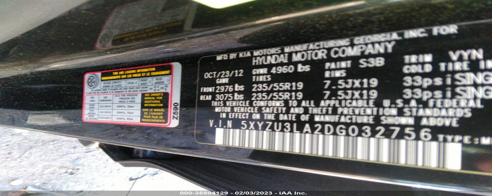 5XYZU3LA2DG032756 2013 HYUNDAI SANTA FE photo no. 9