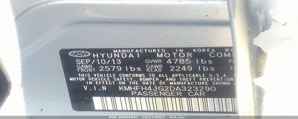 KMHFH4JG2DA323290 2013 HYUNDAI AZERA photo no. 9