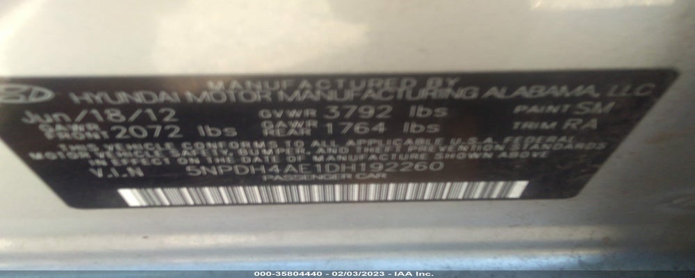 5NPDH4AE1DH192260 2013 HYUNDAI ELANTRA photo no. 9