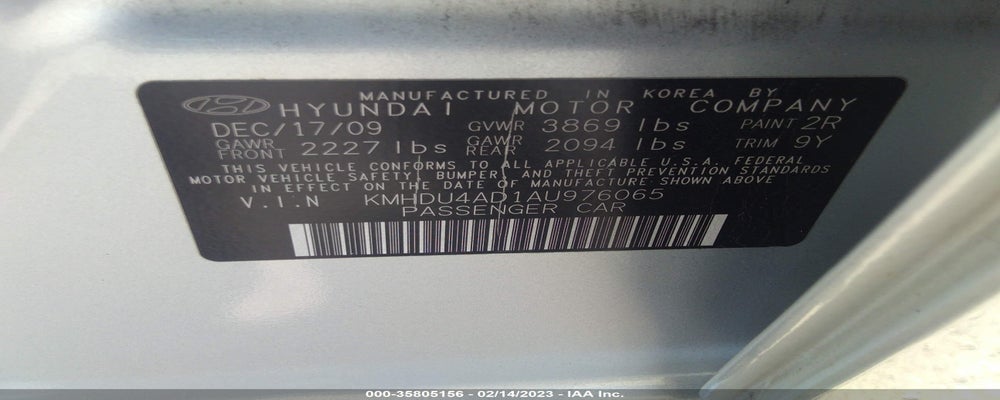 KMHDU4AD1AU976065 2010 HYUNDAI ELANTRA photo no. 9