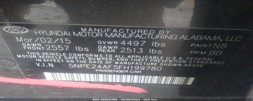 5NPE24AF5FH199780 2015 HYUNDAI SONATA photo no. 9