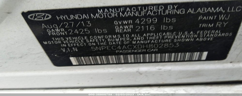 5NPEC4ACXDH802853 2013 HYUNDAI SONATA photo no. 9
