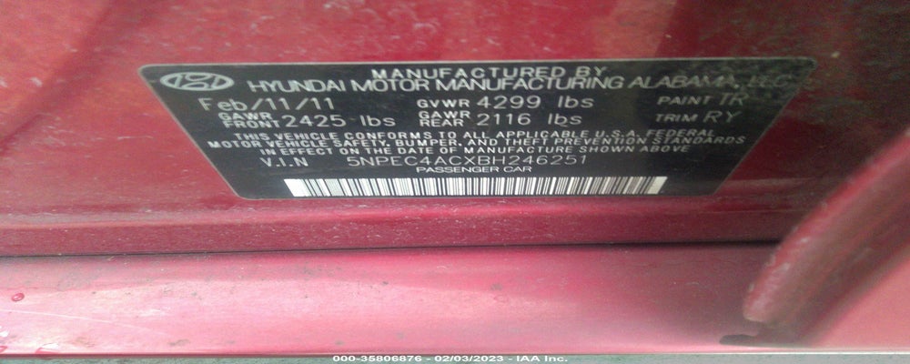 5NPEC4ACXBH246251 2011 HYUNDAI SONATA photo no. 9