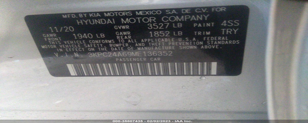 3KPC24A69ME136352 2021 HYUNDAI ACCENT photo no. 9