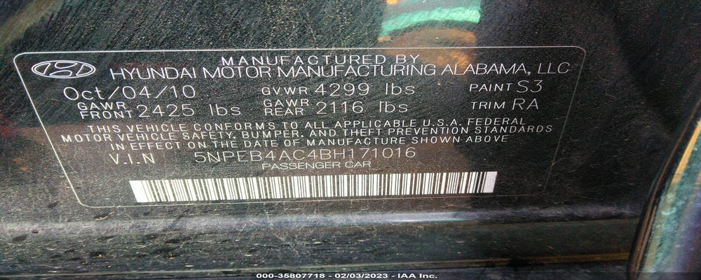 5NPEB4AC4BH171016 2011 HYUNDAI SONATA photo no. 9