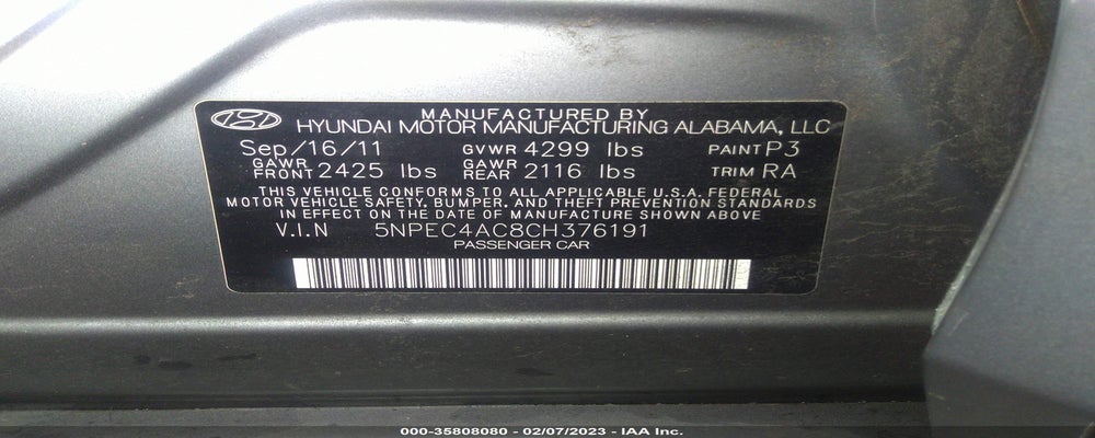 5NPEC4AC8CH376191 2012 HYUNDAI SONATA photo no. 9