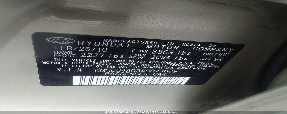 KMHDU4AD5AU023889 2010 HYUNDAI ELANTRA photo no. 9