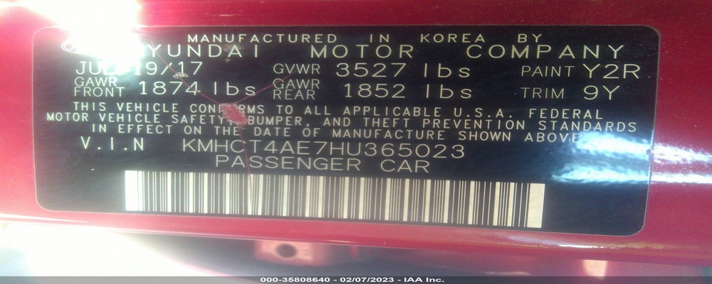 KMHCT4AE7HU365023 2017 HYUNDAI ACCENT photo no. 9