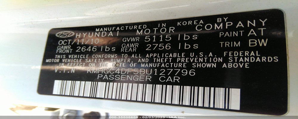 KMHGC4DF5BU127796 2011 HYUNDAI GENESIS photo no. 9