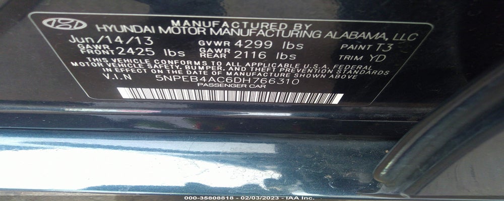 5NPEB4AC6DH766310 2013 HYUNDAI SONATA photo no. 9