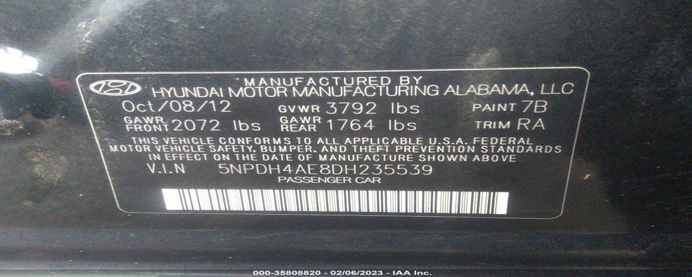 5NPDH4AE8DH235539 2013 HYUNDAI ELANTRA photo no. 9