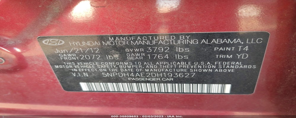 5NPDH4AE2DH193627 2013 HYUNDAI ELANTRA photo no. 9