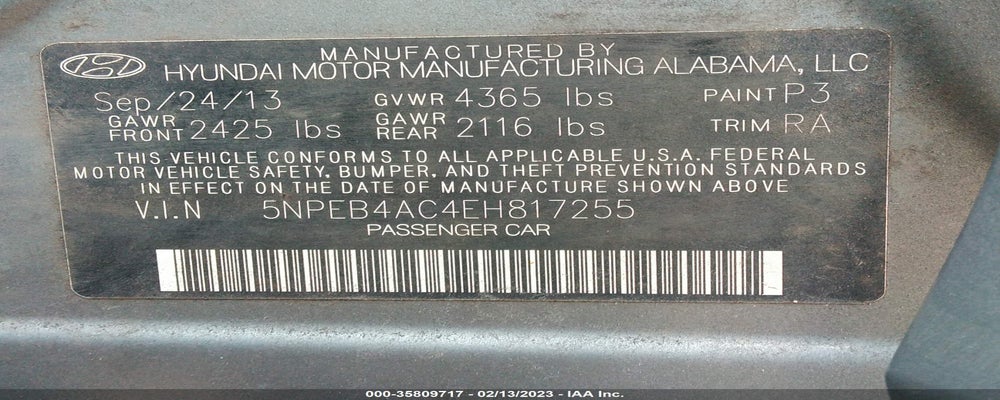 5NPEB4AC4EH817255 2014 HYUNDAI SONATA photo no. 9
