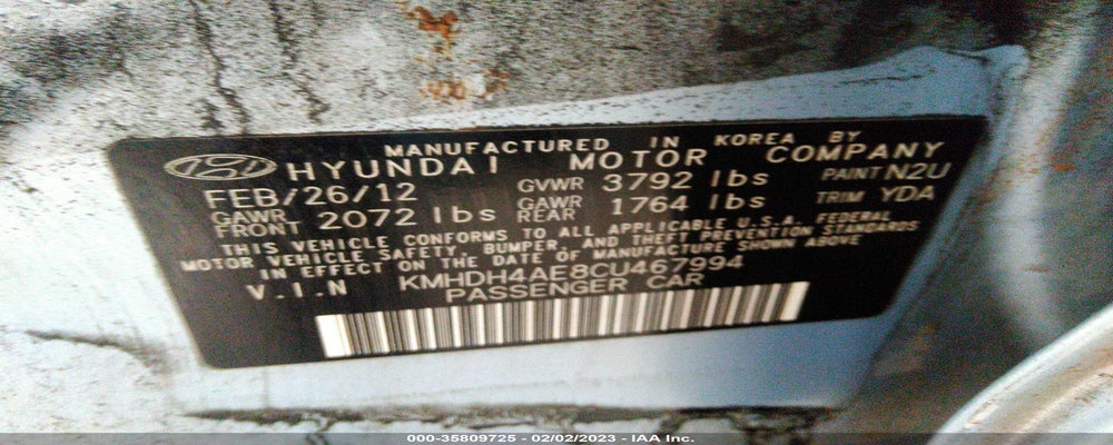 KMHDH4AE8CU467994 2012 HYUNDAI ELANTRA photo no. 9