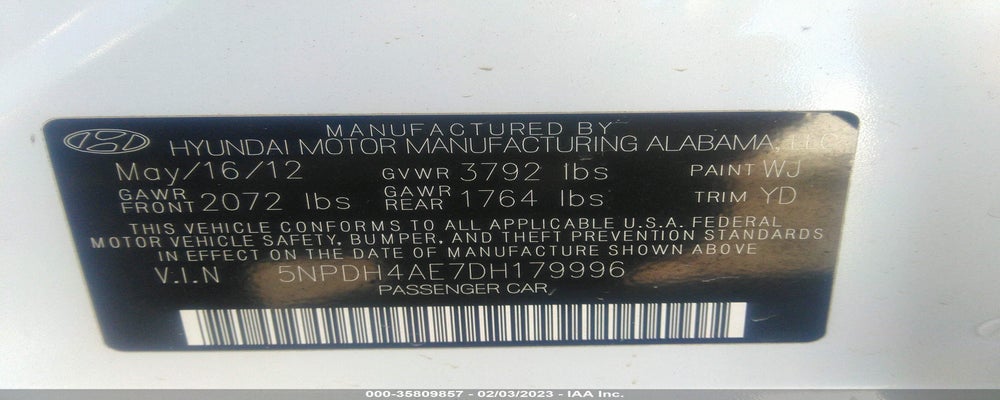 5NPDH4AE7DH179996 2013 HYUNDAI ELANTRA photo no. 9