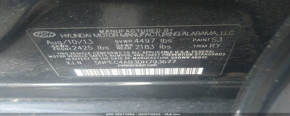 5NPEC4AB3DH793677 2013 HYUNDAI SONATA photo no. 9