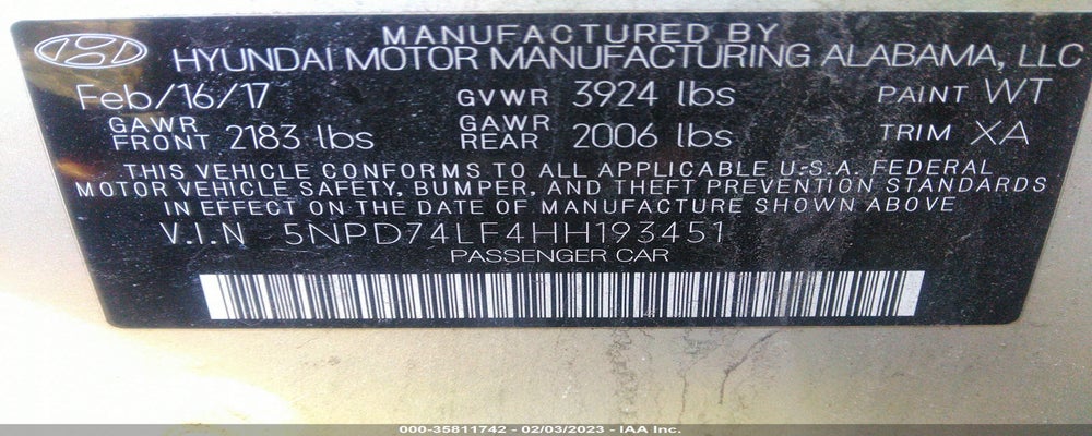 5NPD74LF4HH193451 2017 HYUNDAI ELANTRA photo no. 9