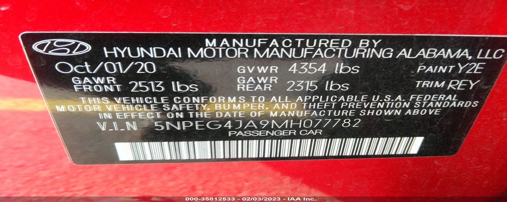 5NPEG4JA9MH077782 2021 HYUNDAI SONATA photo no. 9