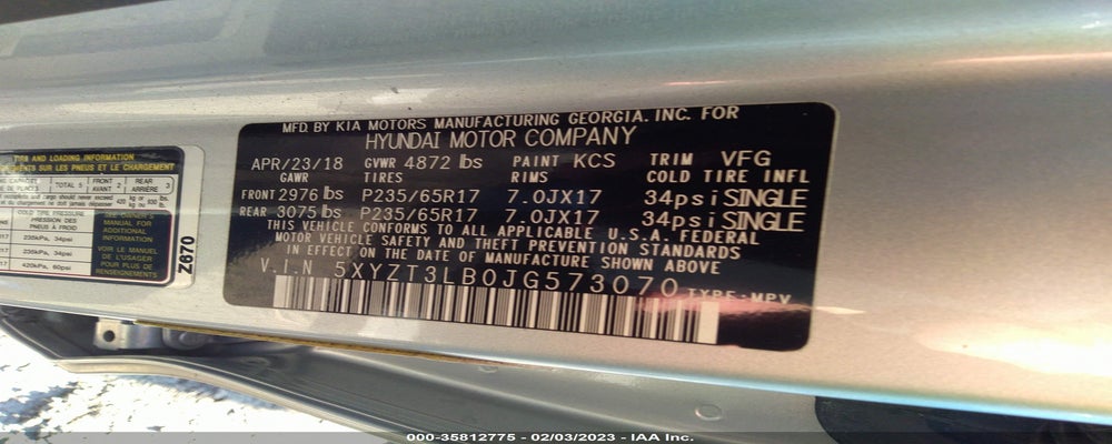 5XYZT3LB0JG573070 2018 HYUNDAI SANTA FE SPORT photo no. 9